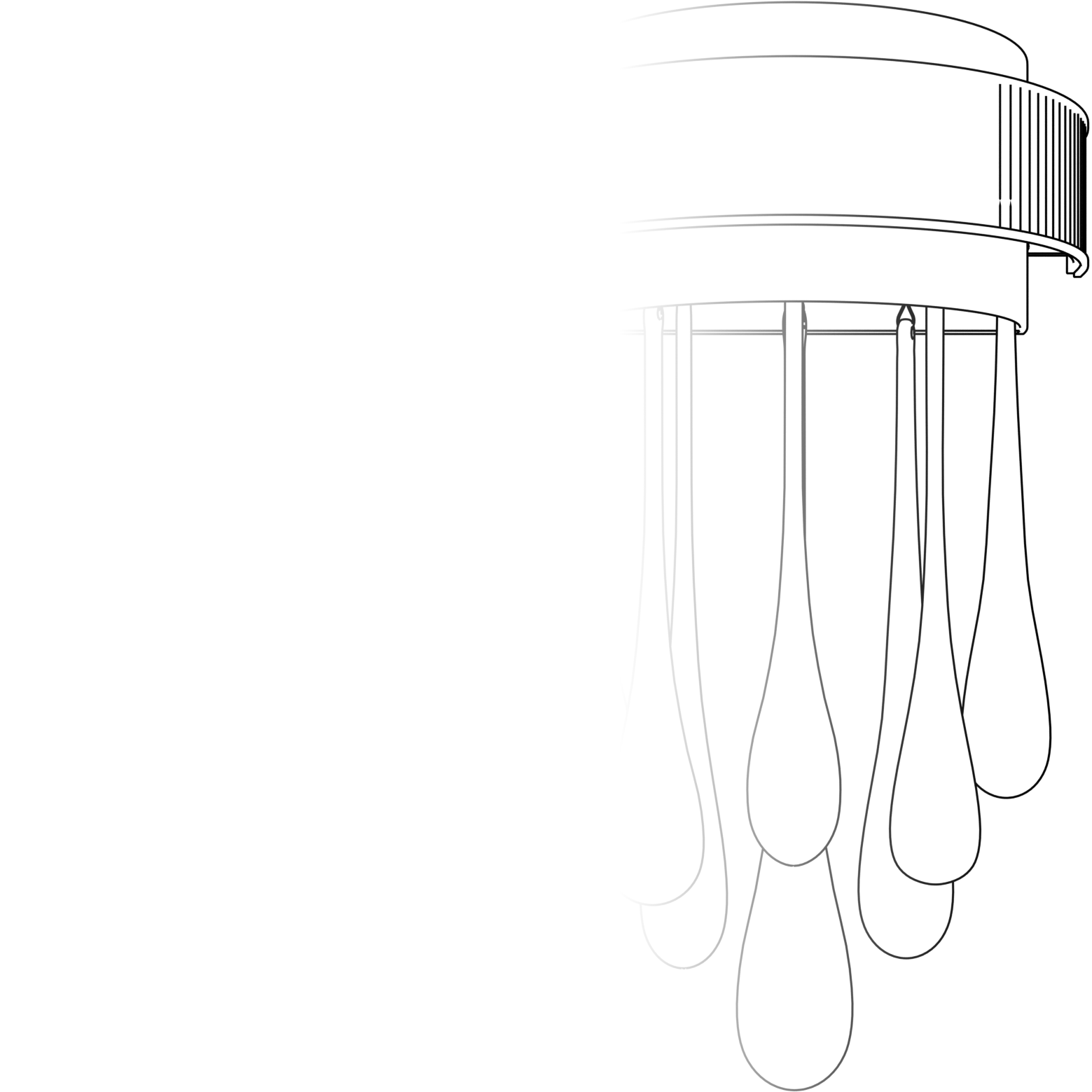 Technical line drawing of a lighting wall sconce