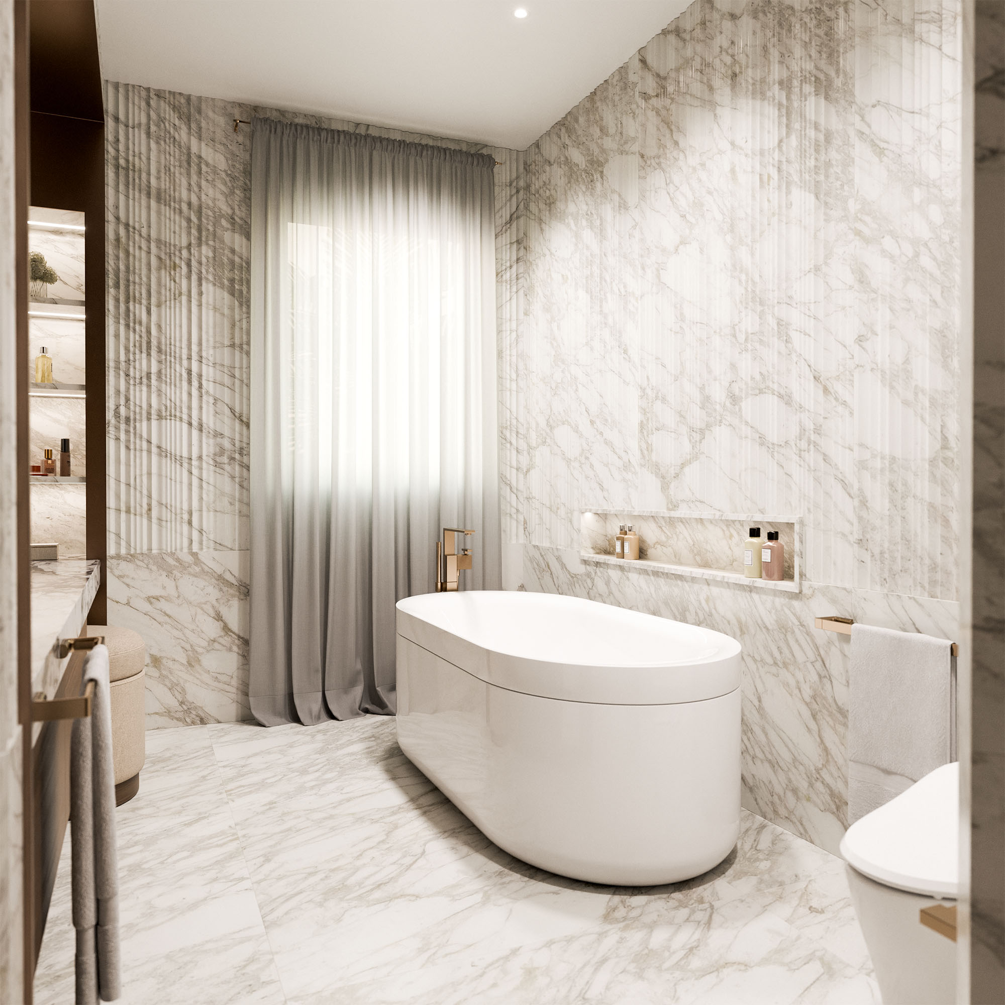 Marble Bathroom Rendering. Designed by SDG.